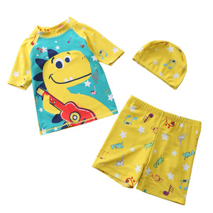 Bañador de dos piezas con sombrero para niños, traje de baño con estampado de dinosaurio y tiburón, novedad - Product Image 4
