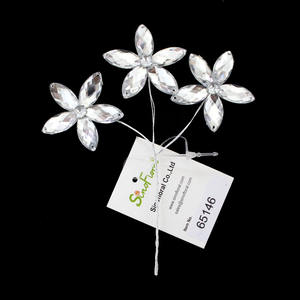 Vente en gros 65181 décor <span class=keywords><strong>de</strong></span> bouquet <span class=keywords><strong>de</strong></span> mariée pour mariage accessoires <span class=keywords><strong>de</strong></span> cheveux en cristal vintage pailleté transparent fleurs décoratives acryliques plantes - Product Image 2