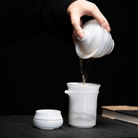 Service à thé Kung Fu en porcelaine de jade blanc de Dehua, ensemble de théière chinoise en céramique de qualité supérieure pour le bureau et les cadeaux d'affaires