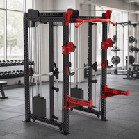 Rack multifonctionnel commercial avec machine Smith et système de câbles, en acier, pour entraînement à domicile, pile de poids de 75 kg, pour triceps, biceps et pectoraux