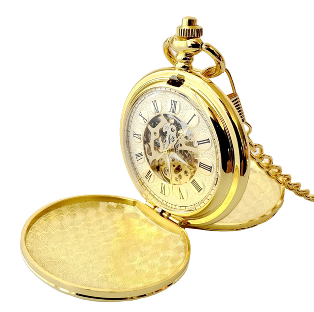 BOSHIYA  Cthulhu Mythos Octopus 47MM Hand Winding Bronze Gold Mechanical Crusu Men Cartoon Animation Pocket Watch and Chain