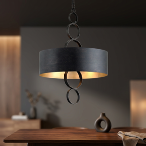 AK Laiton Anneau Rond Design Métal Suspension Suspendue en Noir Fini Lumières Décoratives Pour Restaurant & Décoration Intérieure - Product Image 2