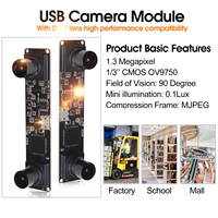 Çift Lensli 3D Stereo Kamera Web Kamerası Modülü Senkronize Mini USB 2.0 Stereoskopik Bilgisayar Görüşü için Ücretsiz Sürücü CMOS OV9750