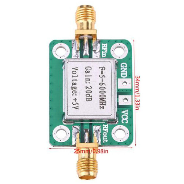 RF Amplifier Module Ultra Wideband Medium Power Signal Amplifier Module 5M-6GHz Gain 20dB Amplifier Board with Shielding Shell