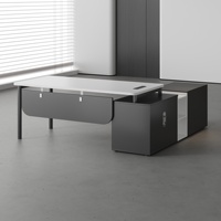 Bureau de direction MEKIA avec armoire latérale, table de 1,6 m et chaise, combinaison moderne et simple pour bureau, en PVC ignifuge