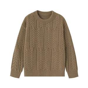 Gran oferta de invierno, <span class=keywords><strong>trenzas</strong></span> puras hechas a mano, modelo suelto, suéter de Cachemira con cuello redondo de Color puro para <span class=keywords><strong>hombre</strong></span> - Product Image 6