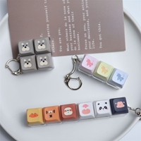 Lot de 35 capuchons de touches personnalisables en gros, motifs Kawaii (Léopard, Cœurs, Étoiles, Visages d'animaux), en PBT/Papier, pour usage promotionnel, ensemble OEM