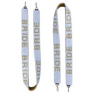 <b>Bride</b> Webbing Strap with Gold Embroidered Logo Fashionable Design for <b>Handbags</b> - Product Image 1