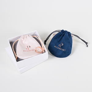 PackSecret OEM Personnalisé Pochettes en Daim Bleu Marine pour Bijoux, Sacs de Rangement et de Protection, Sacs à Cordon en Daim Personnalisés - Product Image 2