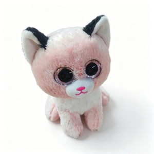 Peluche de gatito rosa personalizado, adorable peluche de gatito con ojos grandes de brillantina, gatito de peluche grande con ojos de brillantina rosa sentado. - Product Image 3