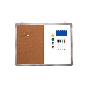 Tableau combiné magnétique effaçable à sec et tableau en liège avec cadre en aluminium - Product Image 1