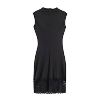 Nouvelle robe mini chic sans manches pour femme, col montant, dentelle, style rétro, tendance décontractée 2026
