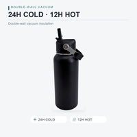 Bouteille d'eau isotherme en acier inoxydable avec couvercle à paille rabattable 32oz 1000ml sans BPA anti-fuite pour la salle de sport, les clubs et les acheteurs en gros