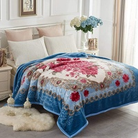 Großhandel Hochwertige 100% Polyester 2-lagige Raschel decke Super weiche schwere Plüsch Blumen druck Big King bedruckte Blumen decke