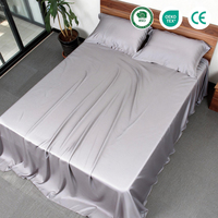 Parure de lit de luxe 100 % bambou 300TC ultra douce et respirante, 4 pièces, tissage satiné, draps à poches profondes pour chambre à coucher