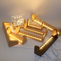 6 pouces en forme de U base de lumière acrylique cadre 3D veilleuse lampe en bois base décoration de bureau cadeau créatif lampe avec câble USB Led