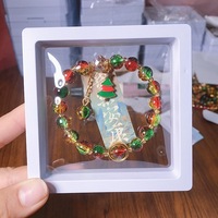 Bracelet à breloques scintillantes de Noël, personnalisé avec pampille et cristaux craquelés, cadeau de Noël pour femme, bijoux de fête