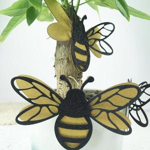 A Set of 12 Three-Dimensional PVC Gold Black Double-Layer <b>Bee</b> Wall <b>Stickers</b> Diy Home Decoration Wall <b>Stickers</b> - Product Image 3