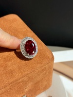 PT950 Laborgezüchteter Rubin-Diamant in D-Farbe, Ohrstecker, Ring, Halskette, Set, edler Schmuck für Frauen, Jubiläumsfeier, nur hochwertige Qualität