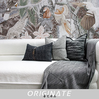 Chinese Light Luxury Geometric und Portrait Pattern Sofa mit schwarz grau weiß Tinte benutzer definierte Memory-Kissen für Wohnzimmer Hotel