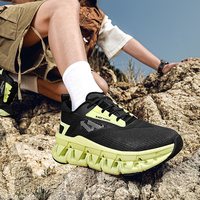Zapatillas Deportivas para Hombre - Color Verde Esmeralda con Bloques de Color, Parte Superior de Malla, Suela con Amortiguación Gruesa, Zapatillas Atléticas