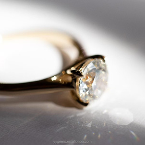 Juego de puntas Super blanco brillante redondo 1ct <span class=keywords><strong>Moissanite</strong></span> 14K gramo oro precio anillo de bodas joyería de mujer - Product Image 4