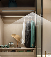 Éclairage intérieur ultra-fin, 3 couleurs, à intensité variable, rechargeable par USB 5V, lumière LED à détecteur de mouvement pour armoire de cuisine, placard, garde-robe