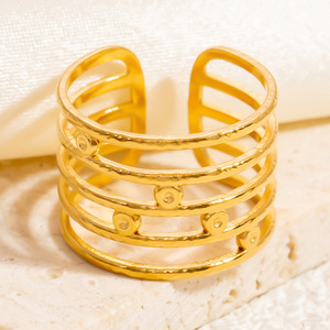 Fashion <b>Rings</b> Women's Geometric Irregular Open Design 18k Gold Plated Stainless Steel Jewelry Gift Occasion - Product Image 3