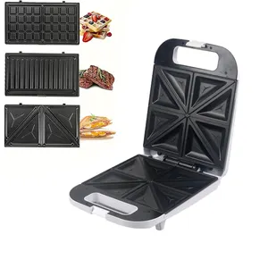 Electric Grill Maker 4 Slice Custom Non Stick with Grill and Triangle Plate 2in1 Detachable Sandwich Maker