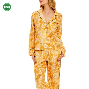 <span class=keywords><strong>Pigiami</strong></span> in lino con stampa floreale personalizzati pantaloni abbinati pigiama Set grafico su tutta la stampa Pjs pantaloni o pantaloncini a maniche lunghe o corte - Product Image 1
