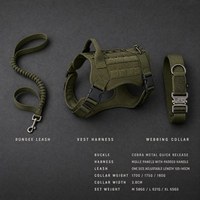 Nouvel ensemble de harnais tactique de luxe pour chien, rembourré, en néoprène et polyester, sangle en nylon robuste avec boucle de ceinture de sécurité pour chiens d'assistance
