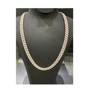 Merchant Direct Sales Vvs Moissanite 925 Chapado en plata pura con cadena cubana de hierro rizador de oro rosa de 18K 10mm22 pulgadas - Product Image 1