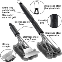 2 PCS Brosse à gril robuste et sac de transport pour grattoir Kit exclusif de brosse de nettoyage de gril avec accessoire supplémentaire de brosse métallique pour barbecue