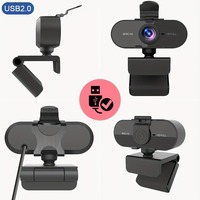 Webcam Komputer Full HD 1080P dengan Mikrofon untuk Panggilan Suara, Konferensi, Kamera Langsung, Penutup Privasi, Penyangga, Game, dan Siaran Langsung
