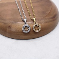 Nouveau Collier Chaîne Dorée FANKE pour Femme, Pendentif Visage Souriant en Acier Inoxydable et Zircon, Vente en Gros pour Filles