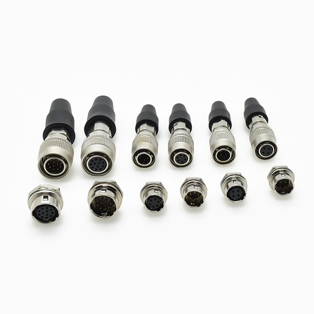 HRS-7P Industrial Camera Compatible Aviation Connector Socket Plug 4P6P10P12 Core Copper ABS