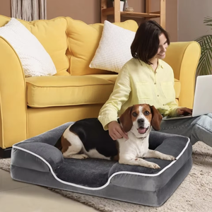 Cama para Mascotas de Espuma Viscoelástica, Rectangular, Tipo Sofá, con Funda Lavable y Extraíble, Cómoda, Suave, Antideslizante, Forro Impermeable, para Perros y Gatos - Product Image 1