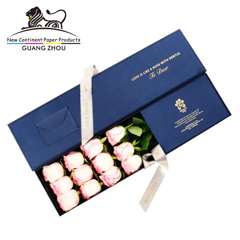 शिपिंग बॉक्स कस्टम लोगो लक्जरी गुलाब कार्डबोर्ड फूल क्राफ्ट पेपर पैकेजिंग बॉक्स के लिए रिबन के साथ गुलाब कागज पैकेजिंग बॉक्स