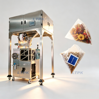 Machine d'emballage de sachets de thé triangulaires en nylon haute vitesse avec six têtes, balance électronique et scellage ultrasonique pour sachets de thé floral