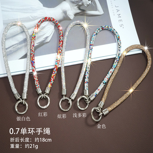 2024 nueva cadena de teléfono corta de diamante de lujo Bling Crystal Rhinestone Anti Lost correa de muñeca llavero móvil con parche - Product Image 2