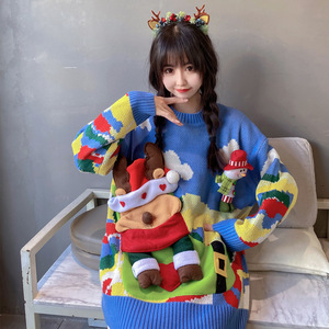 Fashion Women Ugly <strong>Christmas</strong> Embellished Knitted Sweater <strong>Christmas</strong> <strong>Jumper</strong> Pullover Sweater <strong>Girls</strong> Crew Neck Xmas Sweaters - Product Image 4