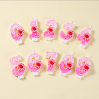 Bougies d'anniversaire sans fumée en forme de marguerite rouge prune pour la décoration de gâteaux de banquet sur le thème de la forêt