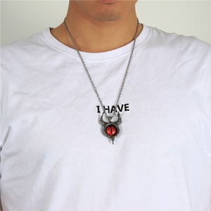 Collier pendentif en acier inoxydable yeux bleus corne <span class=keywords><strong>de</strong></span> <span class=keywords><strong>taureau</strong></span> sur mesure - Product Image 4