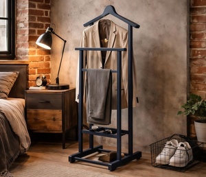 Porte-vêtements en <span class=keywords><strong>bois</strong></span> massif fait main pour chambre à coucher, support de rangement moderne pour costumes, organisateur de vêtements en <span class=keywords><strong>bois</strong></span> - Product Image 2