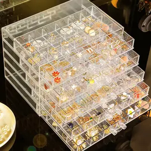 아크릴 120 그리드 투명 보석 주최자 대용량 귀걸이 반지 선물 상자 서랍 보석 상자