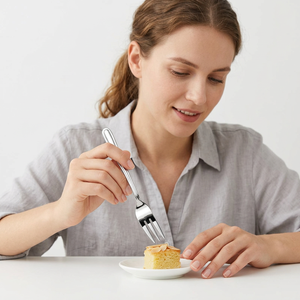 Jaya Mata Lot de 6 fourchettes à gâteau en acier inoxydable JM776, petits ustensiles à dessert réutilisables pour les fêtes à domicile, la restauration et les cafés - Product Image 1