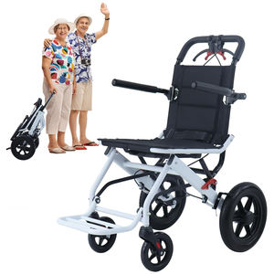 Sedia a rotelle portatile Ultra leggera pieghevole freno a mano per anziani trolley da viaggio disabile sedia medica - Product Image 1