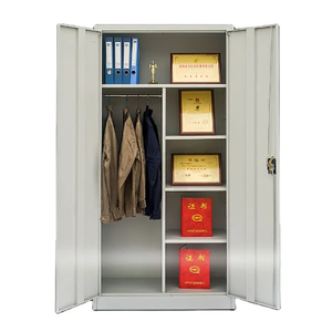 Steel Wardrobe Clothes Cabinet Steel Locker <b>Bedroom</b> <b>Swing</b> 2 Door Metal Cabinet Locker - Product Image 1