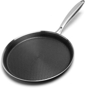 Sartén antiadherente de acero inoxidable de triple capa con diseño de panal, compatible con inducción, para <span class=keywords><strong>pizza</strong></span>, para cocina doméstica. - Product Image 1