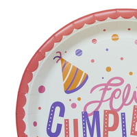 Assiettes en papier jetables roses écologiques pour gâteaux d'anniversaire, vaisselle de fête pour enfants, décoration de mariage et de célébrations